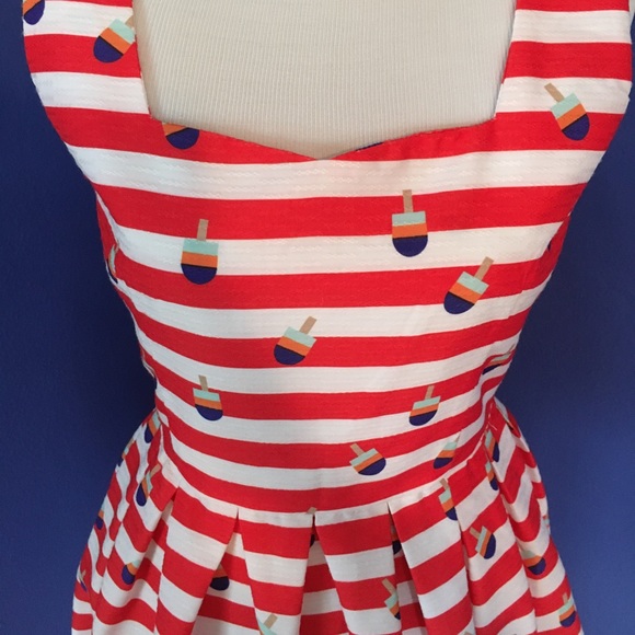 Kling Red & White Stripe summer dress with colorful popsicle print retro pinup - Picture 5 of 16